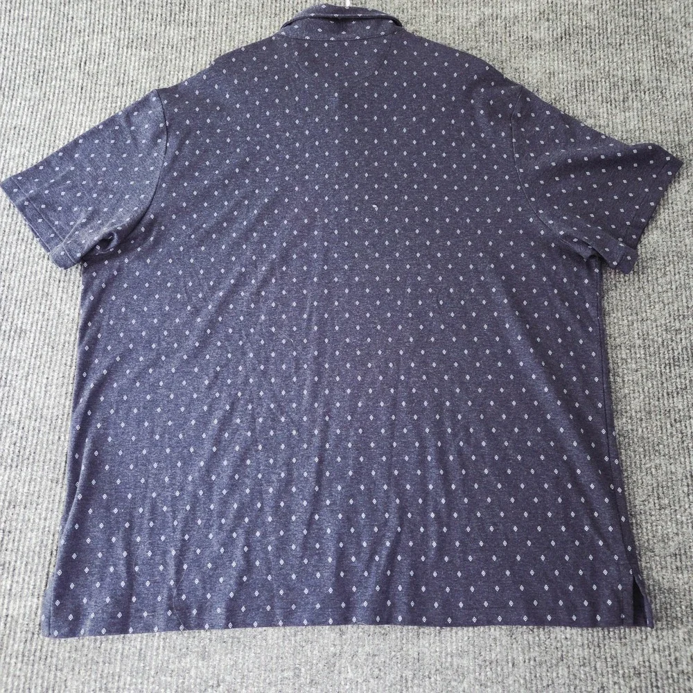 Polo Ralph‎ Lauren Mens XXL Gray Diamond Print Cotton Polo Shirt Short Sleeve